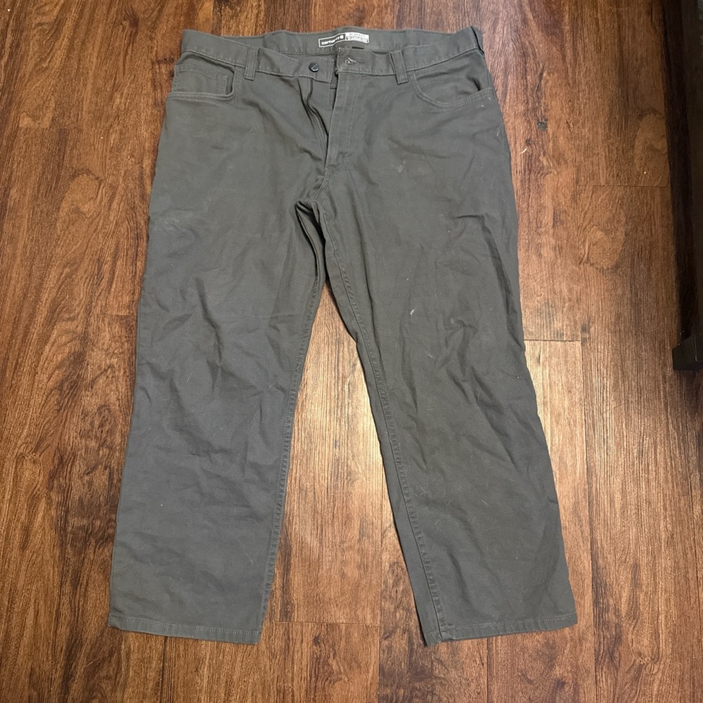 Carhartt Rugged Flex Relaxed Fit Canvas 5-Pocket Work Pants, Grey